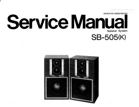 NATIONAL SB-505(K) SPEAKER SYSTEM SERVICE MANUAL INC SCHEM DIAG AND PARTS LIST 2 PAGES ENG