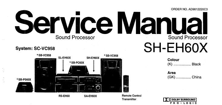 NATIONAL SH-EH60X SOUND PROCESSOR SERVICE MANUAL INC SCHEM DIAGS PCB'S WIRING CONN DIAG BLK DIAG AND PARTS LIST 20 PAGES ENG