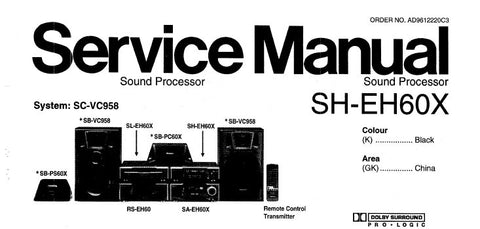 NATIONAL SH-EH60X SOUND PROCESSOR SERVICE MANUAL INC SCHEM DIAGS PCB'S WIRING CONN DIAG BLK DIAG AND PARTS LIST 20 PAGES ENG