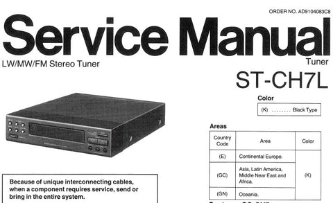 NATIONAL ST-CH7L LW MW FM STEREO TUNER SERVICE MANUAL INC SCHEM DIAG PCB'S BLK DIAG AND PARTS LIST 13 PAGES ENG