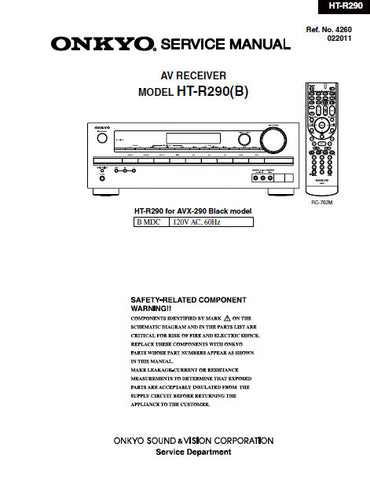 ONKYO HT-R290 (B) AV RECEIVER SERVICE MANUAL INC BLK DIAGS PCBS SCHEM DIAGS AND PARTS LIST 76 PAGES ENG