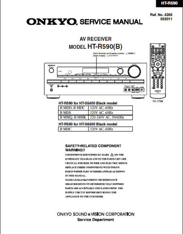 ONKYO HT-R590 (B) AV RECEIVER SERVICE MANUAL INC BLK DIAGS PCBS SCHEM DIAGS AND PARTS LIST 85 PAGES ENG