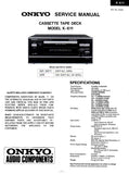 ONKYO K-611 CASSETTE TAPE DECK SERVICE MANUAL INC BLK DIAG PCBS SCHEM DIAGS AND PARTS LIST 16 PAGES ENG