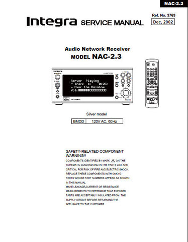 ONKYO NAC-2.3 AUDIO NETWORK RECEIVER SERVICE MANUAL INC PCBS SCHEM DIAGS AND PARTS LIST 44 PAGES ENG