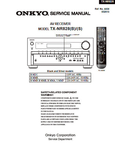ONKYO TX-NR828(B) TX-NR828(S) AV RECEIVER SERVICE MANUAL INC BLK DIAGS PCB SCHEM DIAGS AND PARTS LIST 99 PAGES ENG