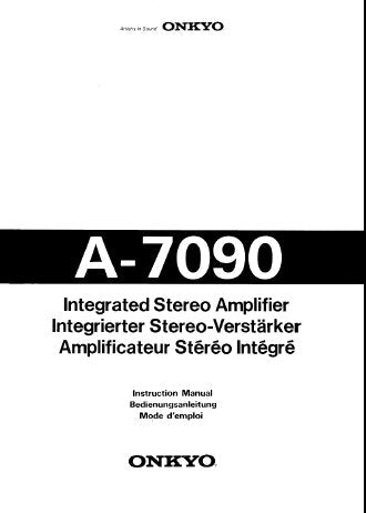 ONKYO A-7090 INTEGRATED STEREO AMPLIFIER INSTRUCTION MANUAL INC CONN DIAGS 30 PAGES ENG DEUT FRANC