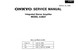 ONKYO A-8037 INTEGRATED STEREO AMPLIFIER SERVICE MANUAL INC CONN DIAG BLK DIAG SCHEM DIAG AND PARTS LIST 11 PAGES ENG