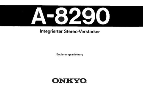 ONKYO A-8290 INTEGRIERTER STEREO-VERSTARKER BEDIENUNGSANLEITUNG MIT ANSCHLUSSE UND BETRIEBSSTORUNGEN UND KORREKTUR  8 SEITE DEUT