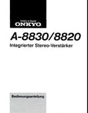 ONKYO A-8820 A-8830 INTEGRIERTER STEREO-VERSTARKER BEDIENUNGSANLEITUNG MIT ANSCHLUSSDIAGRAMM UND BETRIEBSPROBLEME UND DEREN BEHEBUNG 12 SEITE DEUT