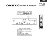 ONKYO A-9010 INTEGRATED STEREO AMPLIFIER SERVICE MANUAL INC SCHEM DIAGS AND PARTS LIST 11 PAGES ENG