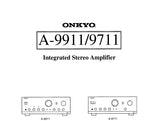 ONKYO A-9711 A-9911 INTEGRATED STEREO AMPLIFIER INSTRUCTION MANUAL INC CONN DIAGS AND TRSHOOT GUIDE 20 PAGES ENG