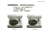 ONKYO CP-1020F FULLY AUTOMATIC TURNTABLE SERVICE MANUAL INC BLK DIAG SCHEM DIAG PCBS AND PARTS LIST 8 PAGES ENG