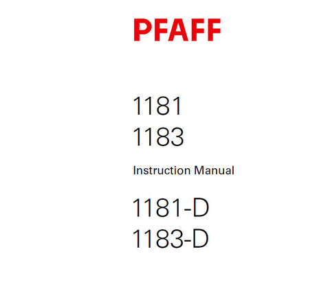 PFAFF 1181 1183 1181-D 1183-D SEWING MACHINE SERVICE MANUAL 6001000 ON (06-04) BOOK 44 PAGES ENG
