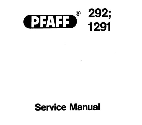 PFAFF 1291 292 SEWING MACHINE SERVICE MANUAL (04-84) BOOK 24 PAGES ENG