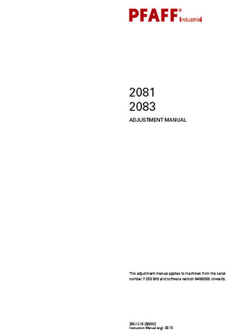 PFAFF 2081 2083 SEWING MACHINE SERVICE MANUAL FROM SER NO 7 253 910 BOOK INC SCHEMS 46 PAGES ENG