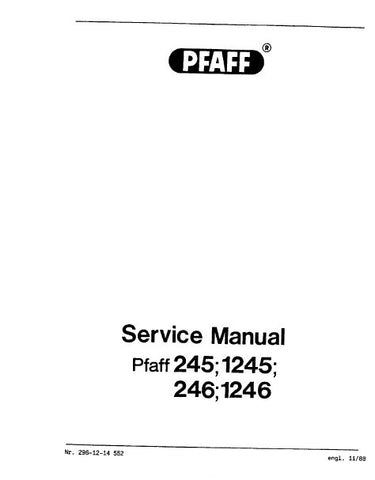 PFAFF 245 246 1245 1246 SEWING MACHINE SERVICE MANUAL BOOK 22 PAGES ENG