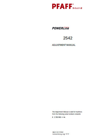 PFAFF 2542 POWERLINE SEWING MACHINE SERVICE MANUAL FROM SER NO 2 782 990 BOOK INC BLK DIAG AND SCHEMS 36 PAGES ENG