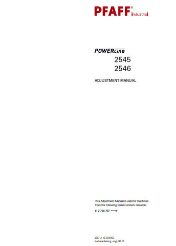 PFAFF 2545 2546 POWERLINE SEWING MACHINE SERVICE MANUAL FROM SER NO 2 798 767 BOOK INC BLK DIAG AND SCHEMS 56 PAGES ENG