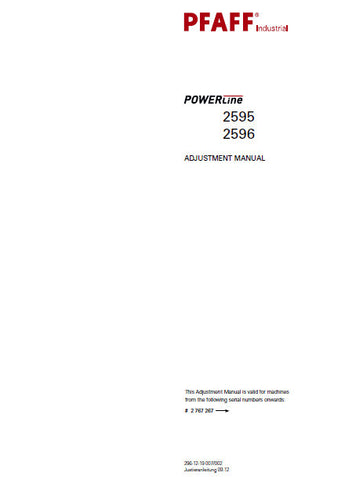 PFAFF 2595 2596 POWERLINE SEWING MACHINE SERVICE MANUAL FROM SER NO 2 767 267 BOOK INC SCHEMS 36 PAGES ENG