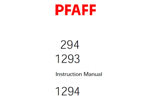 PFAFF 294 1293 1294 SEWING MACHINE SERVICE MANUAL (03-99) BOOK 72 PAGES ENG