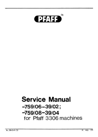PFAFF 759/06-39/02 759/08-39/04 SEWING MACHINE SERVICE MANUAL (01-84) BOOK 36 PAGES ENG