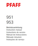 PFAFF 951 953 SEWING MACHINE SERVICE MANUAL (05-96) BOOK 33 PAGES ENG