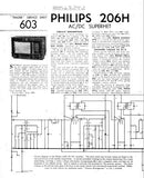 PHILIPS 206H AC DC SUPERHET RADIO SERVICE SHEET INC PCB SCHEM DIAG AND PARTS LIST 4 PAGES ENG