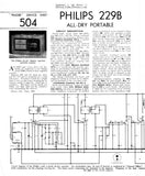 PHILIPS 229B ALL DRY BATTERY SUPERHET PORTABLE RECEIVER SERVICE SHEET INC PCBS SCHEM DIAG PARTS LIST 4 PAGES ENG