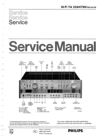 PHILIPS 22AH799 AM FM STEREO TUNER AMPLIFIER SERVICE MANUAL INC PCBS SCHEM DIAGS AND PARTS LIST 40 PAGES NL