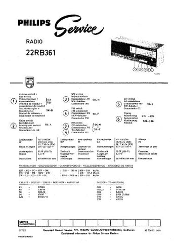 PHILIPS 22RB361 RADIO SERVICE NOTES INC PCBS AND SCHEM DIAG LIST 8 PAGES ENG DEUT FRANC NL