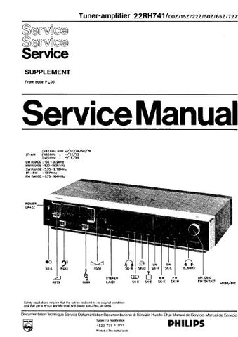 PHILIPS 22RH741 TUNER AMPLIFIER SERVICE MANUAL INC PCBS AND SCHEM DIAGS 26 PAGES ENG DEUT FRANC NL ITAL