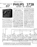 PHILIPS 372B RECEIVER SERVICE SHEET INC SCHEM DIAG AND PARTS LIST 4 PAGES ENG