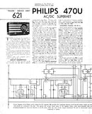 PHILIPS 470U AC DC SUPERHET RECEIVER SERVICE SHEET INC SCHEM DIAG AND PARTS LIST 4 PAGES ENG