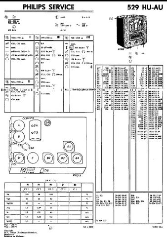 PHILIPS 519HU-AU 529HU-AU OCTODE-SUPER RECEIVER SERVICE DOCUMENTATIE INC SCHEM DIAG AND PARTS LIST 19 PAGES NL