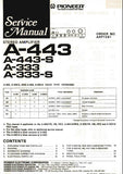 PIONEER A-333 A-333-S A-443 A-443-S STEREO AMPLIFIER SERVICE MANUAL INC PCBS SCHEM DIAGS AND PARTS LIST 25 PAGES ENG