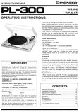 PIONEER PL-300 STEREO TURNTABLE OPERATING INSTRUCTIONS 8 PAGES ENG