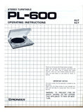 PIONEER PL-600 STEREO TURNTABLE OPERATING INSTRUCTIONS 16 PAGES ENG