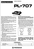 PIONEER PL-707 STEREO TURNTABLE OPERATING INSTRUCTIONS 16 PAGES ENG