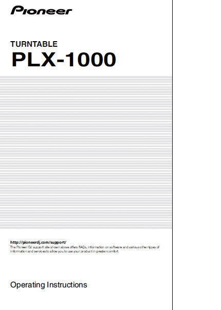 PIONEER PLX-1000 TURNTABLE OPERATING INSTRUCTIONS 19 PAGES ENG