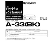 PIONEER A-33 STEREO AMPLIFIER SERVICE MANUAL INC PCBS SCHEM DIAGS AND PARTS LIST 16 PAGES ENG
