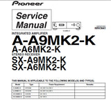 PIONEER A-A6MK2-K A-A9MK2-K INTEGRATED AMPLIFIER SX-A6MK2-K SX-A9MK2-K STEREO RECEIVER SERVICE MANUAL INC OVERALL WIRING DIAG OVERALL BLK DIAG TRSHOOT GUIDE SCHEM DIAG PCB CONN DIAG AND PARTS LIST 89 PAGES ENG