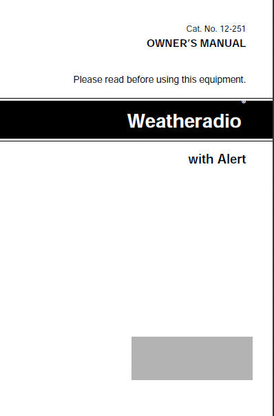 RADIOSHACK REALISTIC 12-251 WEATHERADIO WITH ALERT OWNER'S MANUAL 36 PAGES ENG