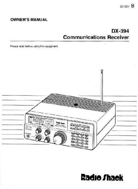 RADIOSHACK REALISTIC DX-394 COMMUNICATIONS RECEIVER OWNER'S MANUAL 29 PAGES ENG