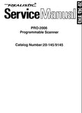 RADIOSHACK REALISTIC PRO-2006 PROGRAMMABLE SCANNER SERVICE MANUAL INC BLK DIAG PCBS WIRING DIAG SCHEM DIAGS AND PARTS LIST 81 PAGES ENG