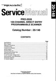 RADIOSHACK REALISTIC PRO-2026 100 CHANNEL DIRECT ENTRY PROGRAMMABLE SCANNER SERVICE MANUAL INC BLK DIAG PCBS WIRING DIAG SCHEM DIAGS AND PARTS LIST 45 PAGES ENG