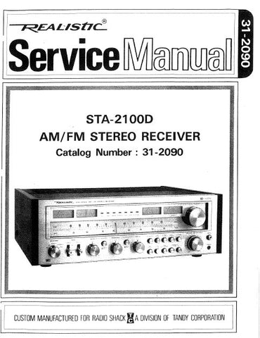 RADIOSHACK REALISTIC STA-2100D AM FM STEREO RECEIVER SERVICE MANUAL INC BLK DIAG PCBS SCHEM DIAGS AND PARTS LIST 71 PAGES ENG