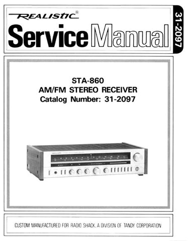 RADIOSHACK REALISTIC STA-860 AM FM STEREO RECEIVER SERVICE MANUAL INC BLK DIAG LEVEL DIAG DIAL STRINGING DIAG PCBS SCHEM DIAG AND PARTS LIST 64 PAGES ENG