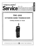 RADIOSHACK REALISTIC TRC-205 CITIZENS BAND TRANSCEIVER SERVICE MANUAL INC BLK DIAG PCBS SCHEM DIAG AND PARTS LIST 38 PAGES ENG
