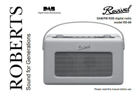 ROBERTS RD-60 DAB FM RDS DIGITAL RADIO OWNER'S MANUAL 24 PAGES ENG
