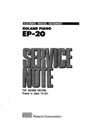ROLAND EP-20 PIANO SERVICE NOTE BOOK INC BLK DIAG PCBS SCHEM DIAGS AND PARTS LIST 18 PAGES ENG